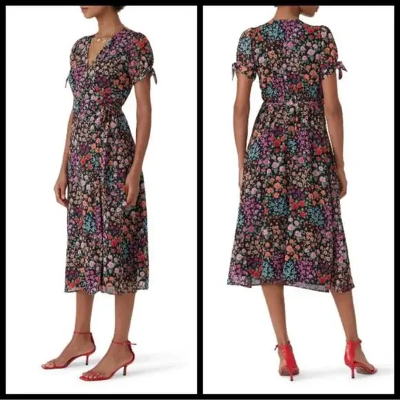NWT Yumi Kim Kingston Garden Bella Dress sz XXS Black Floral *bump friendly* - Picture 2 of 14